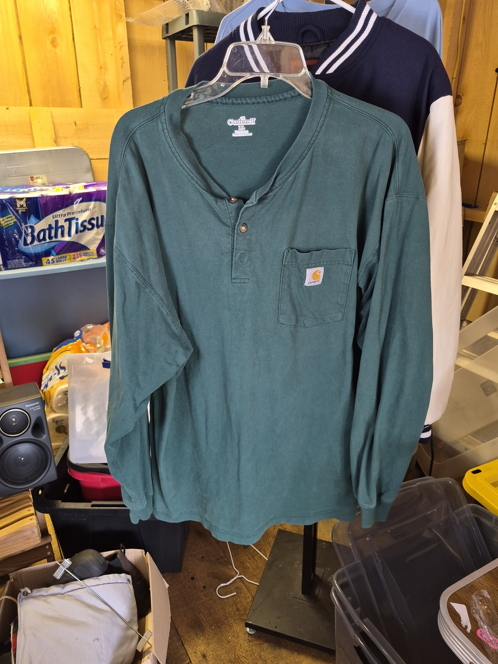 Carhartt Dark Green Long-Sleeve Henley with Pocket Bin 51